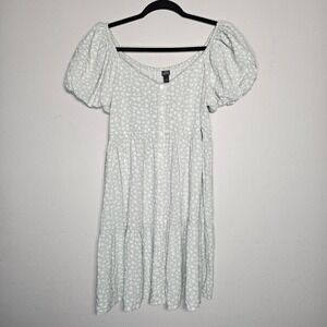 Milkmaid Womens XL Green Floral Button Front Dress Peasant Cottagecore Soft Girl